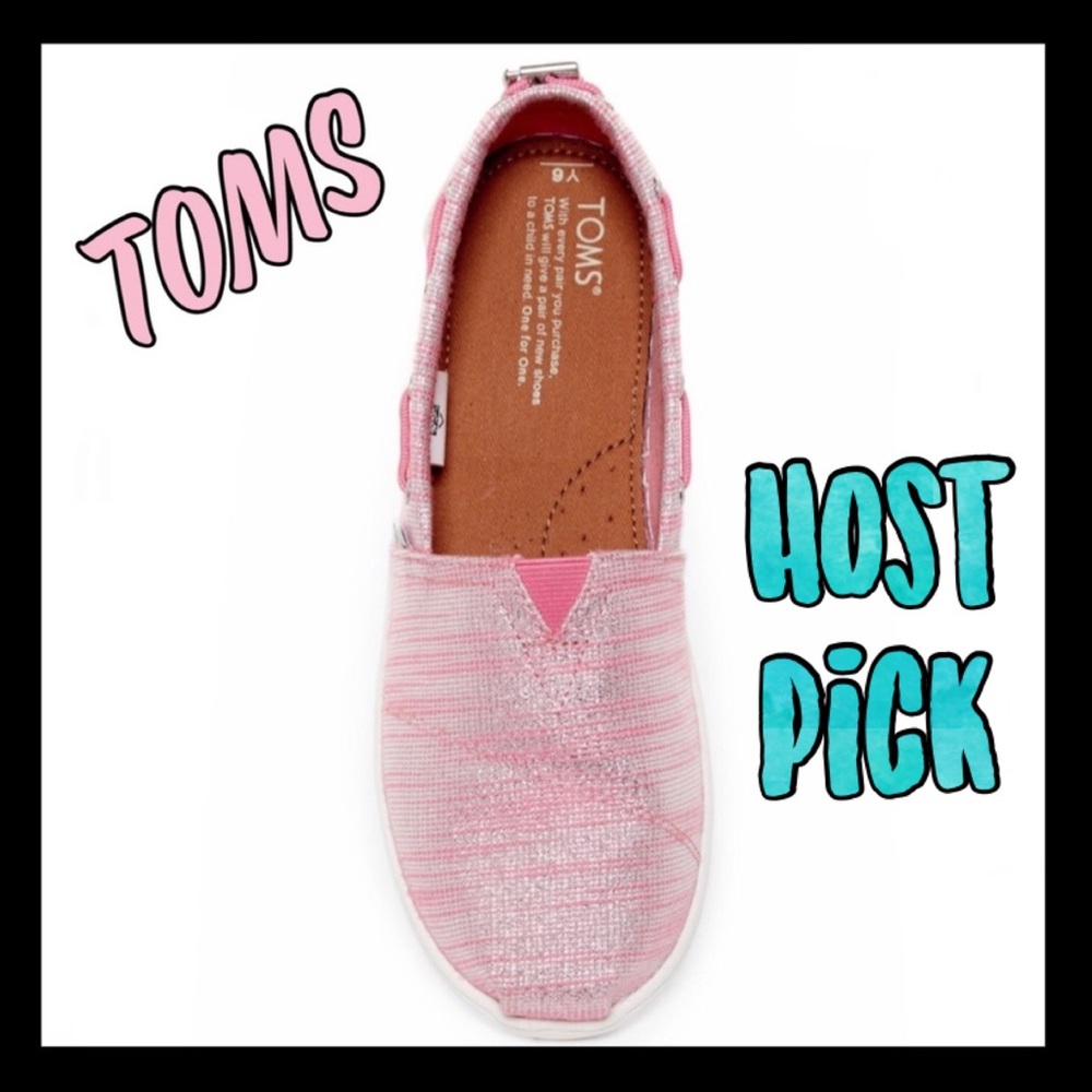 🌸NWT🌸Toms Youth sparkly pink boat shoes - Picture 1 of 8